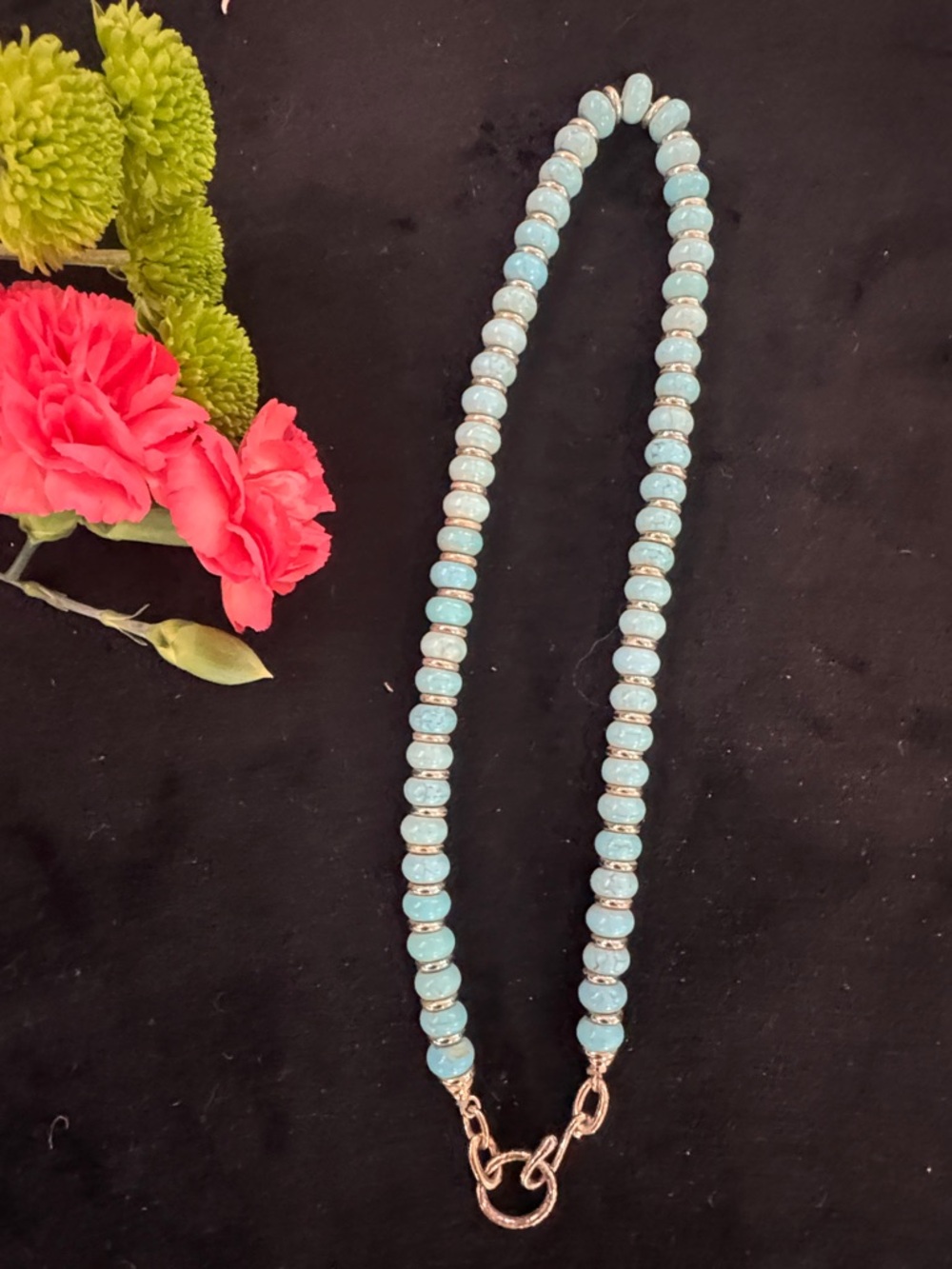 Kendra Scott Light Aqua Beaded Necklace with Gold Accents 16in